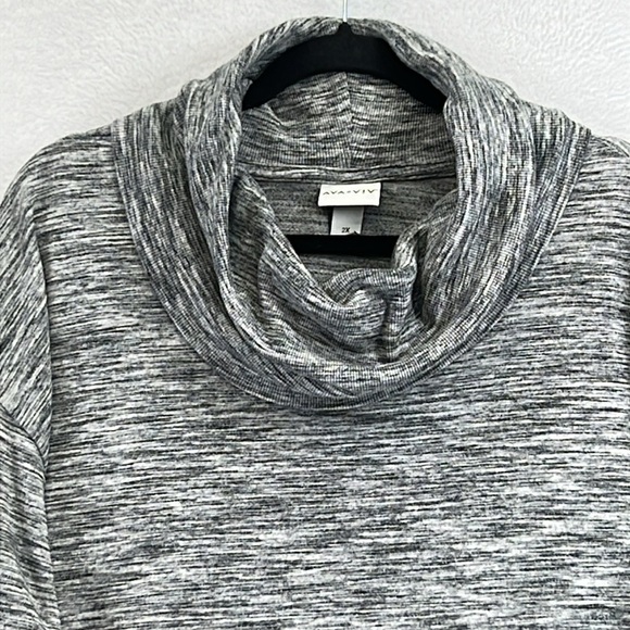 Ava & Viv Knit Tunic Top Sweater Women’s 2X Heathered Gray Cowl Comfy Warm Nice! - Picture 3 of 10